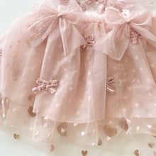 Load image into Gallery viewer, Blush bows Valentines romper
