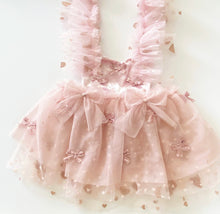 Load image into Gallery viewer, Blush bows Valentines romper
