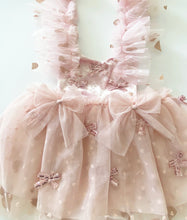 Load image into Gallery viewer, Blush bows Valentines romper
