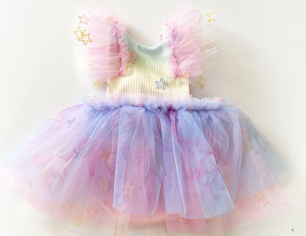 Rainbow unicorn sitter romper