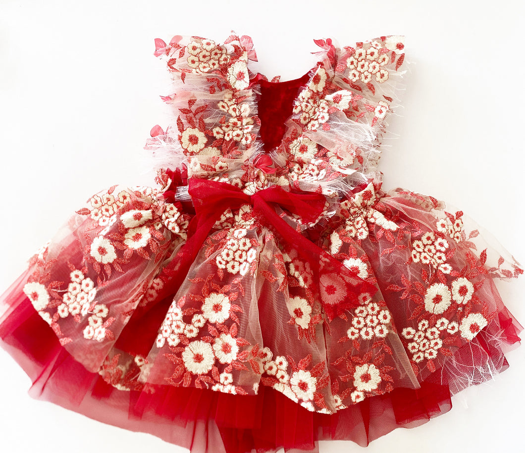 Merry red sitter romper