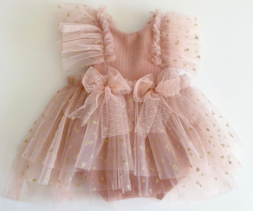 Blush and gold hearts Sitter romper