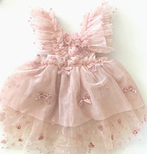Load image into Gallery viewer, deluxe blush bow romper. OOAK
