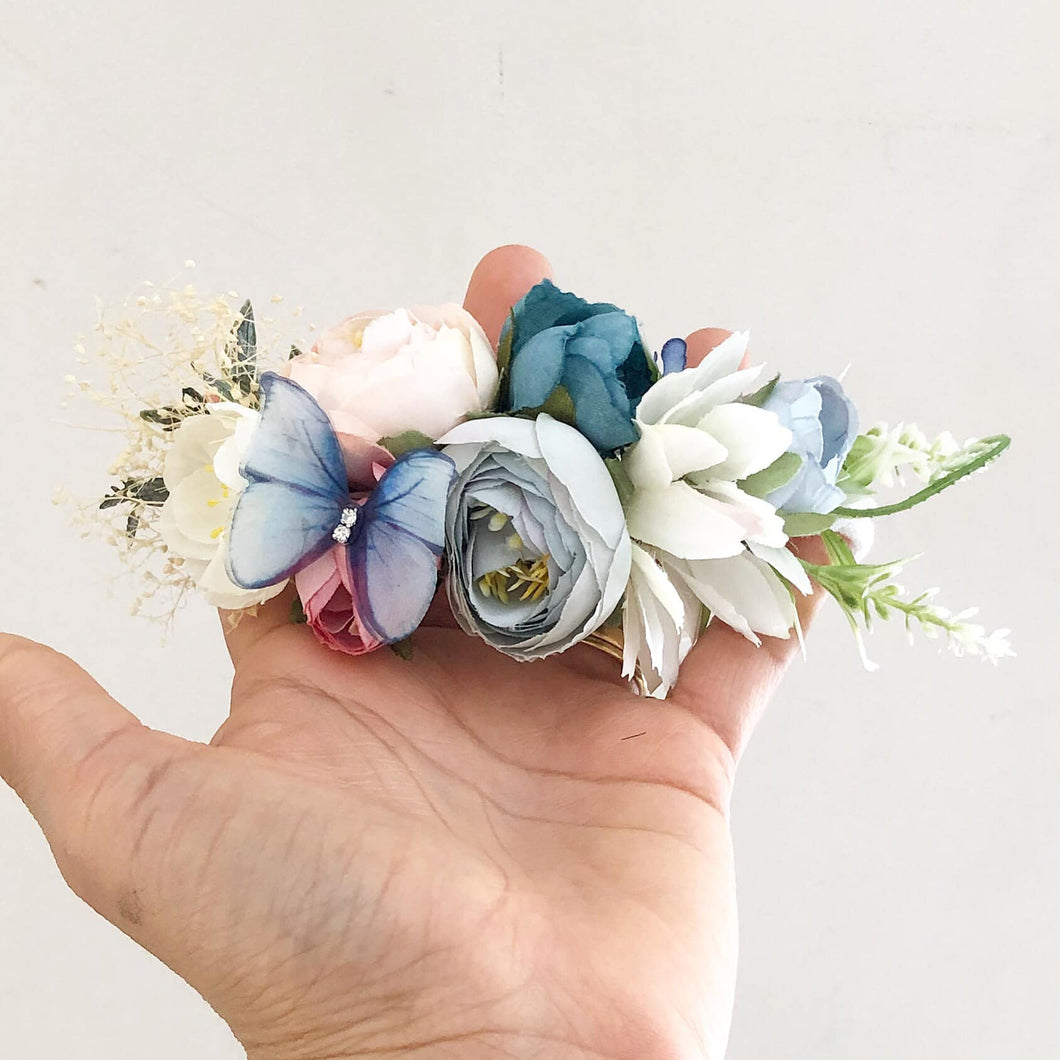 Blue floral deluxe headband